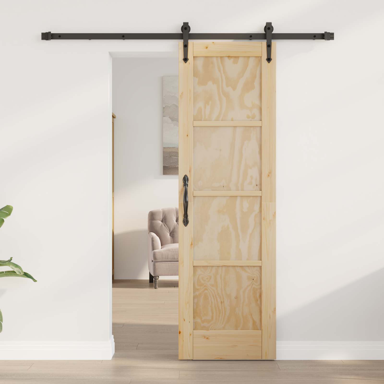 vidaXL Schuifdeur met Hardware Set 61x198,5 cm Massief Grenenhout