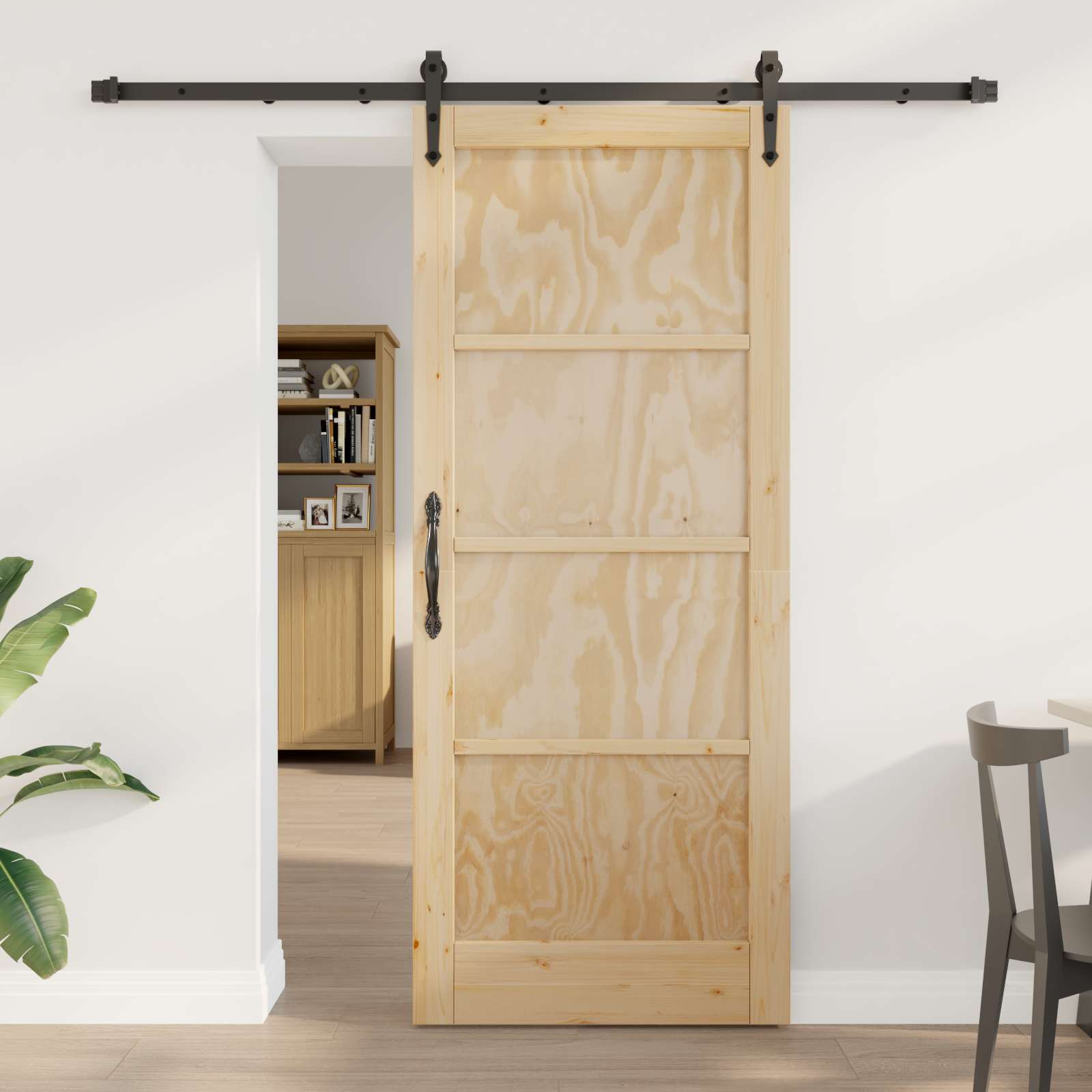 vidaXL Schuifdeur met Hardware Set 61x198,5 cm Massief Grenenhout