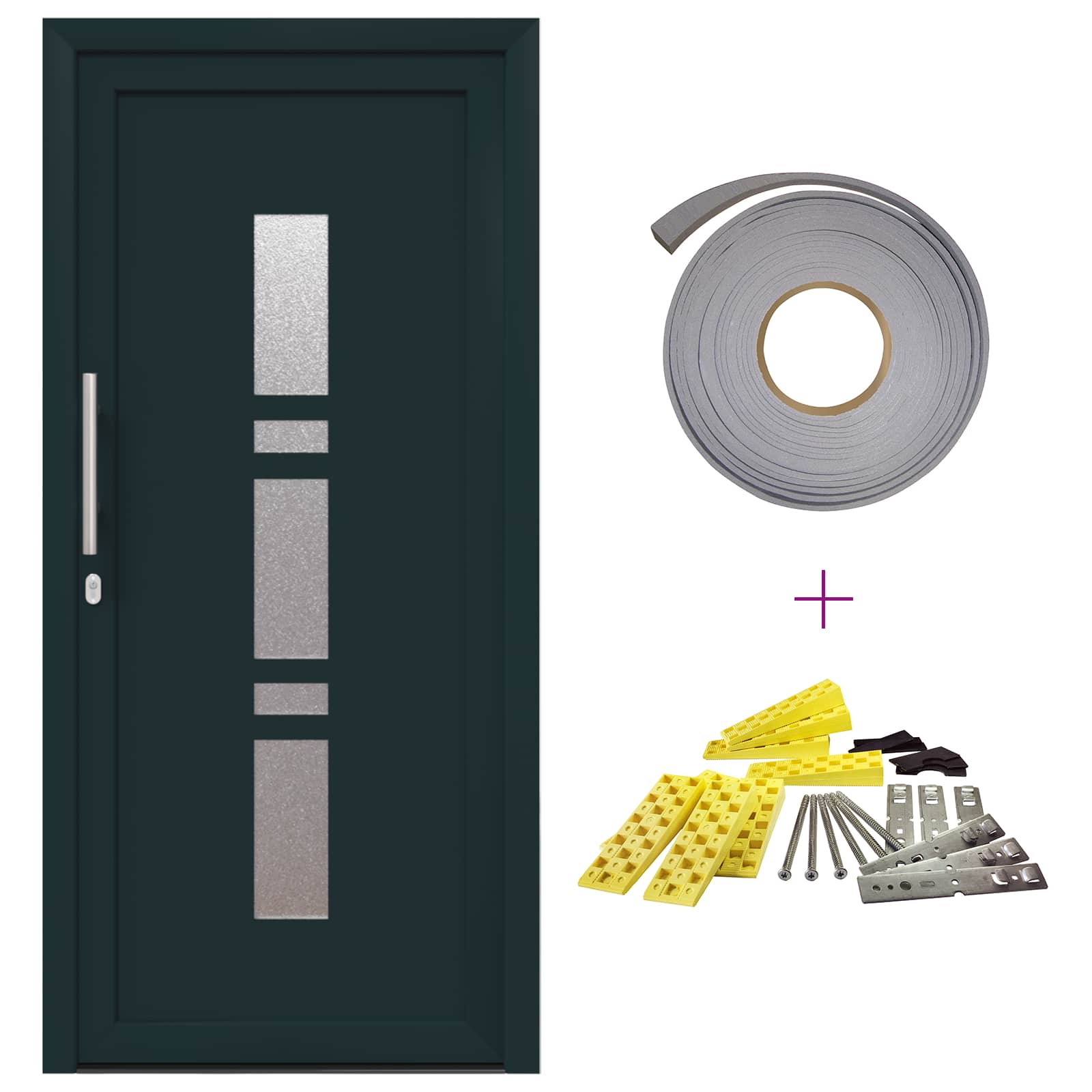 vidaXL Voordeur Antraciet PVC