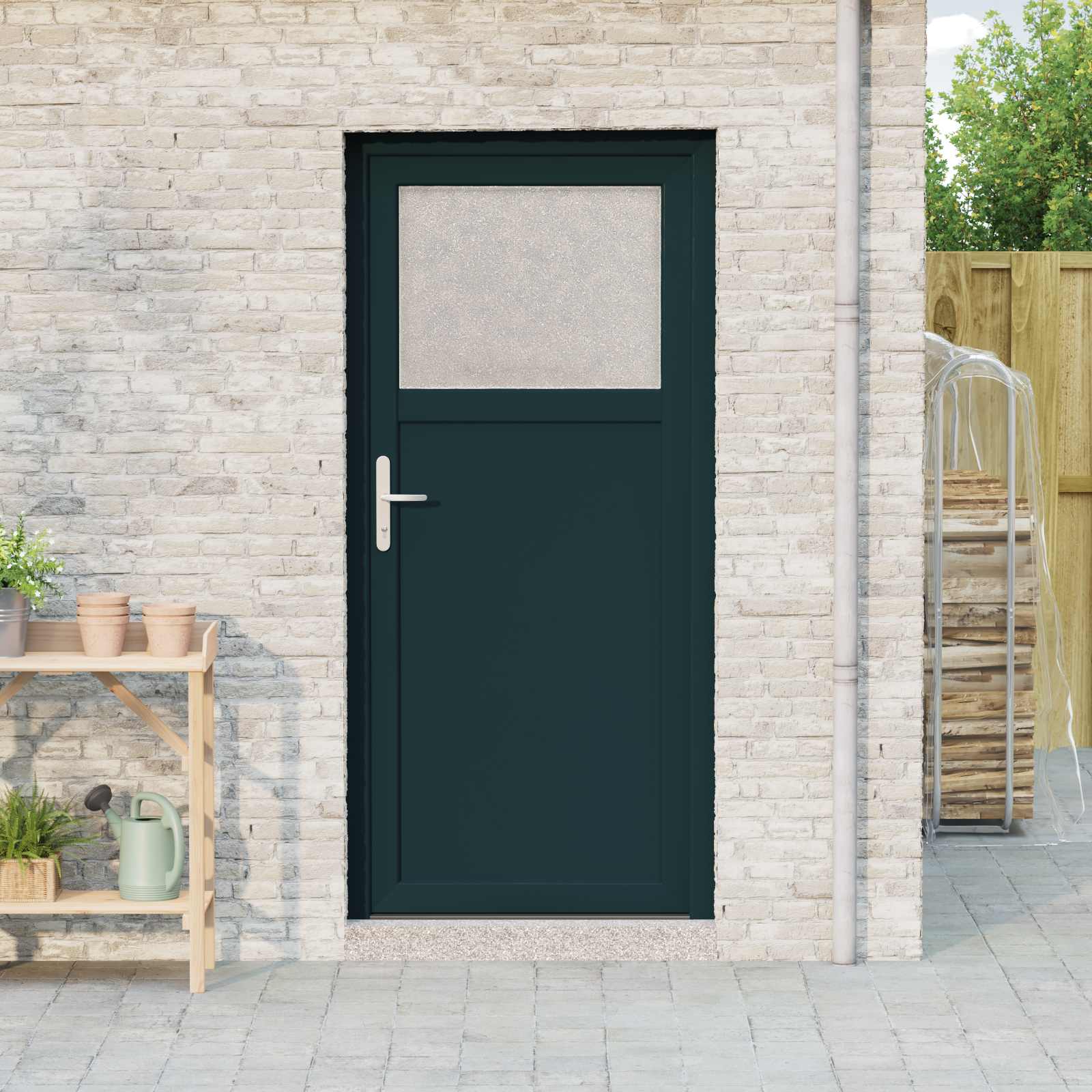 vidaXL Voordeur Wit PVC