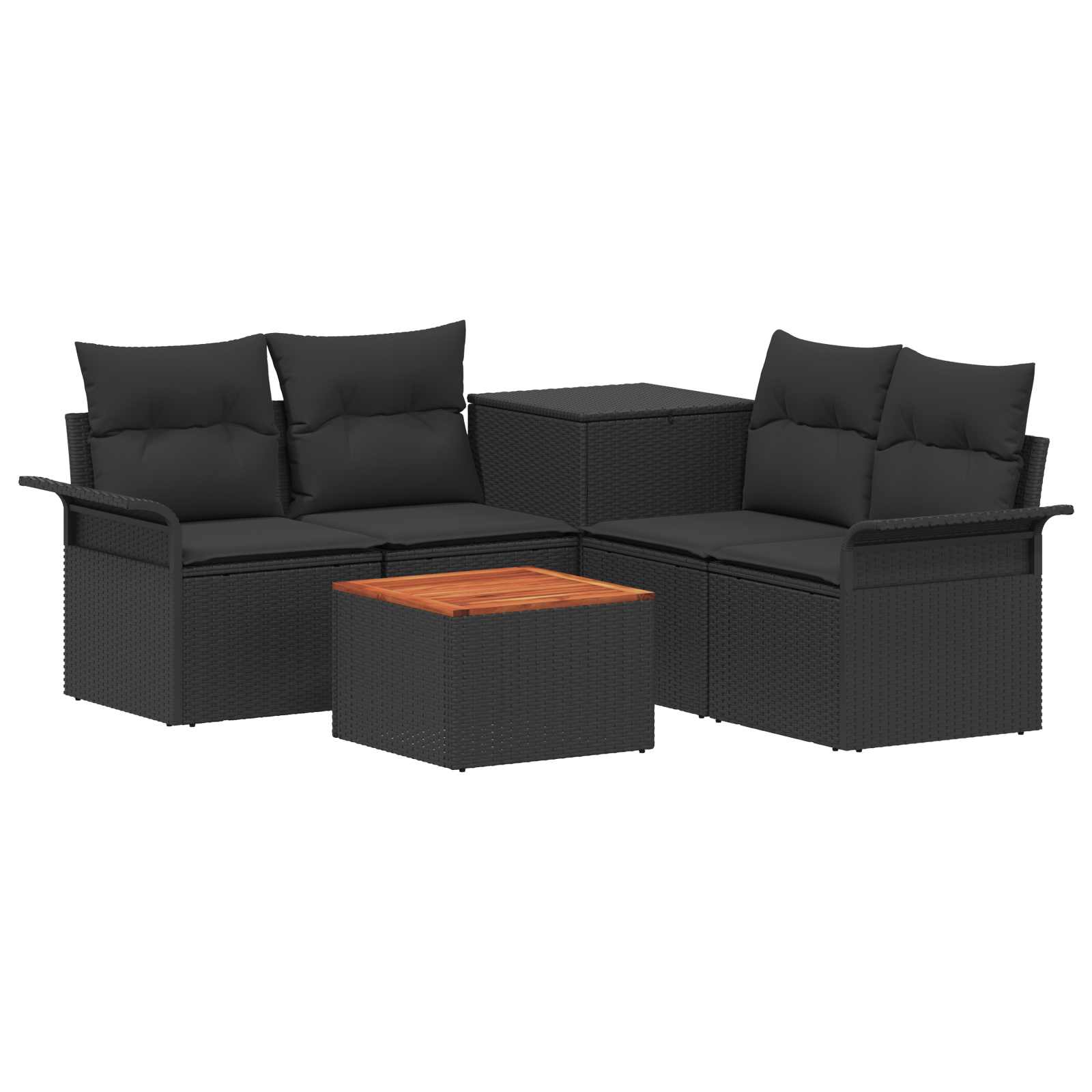 vidaXL Bankstel 6 pcs 4-Aantal zitplaatsen Zwart Poly Rattan en Staal