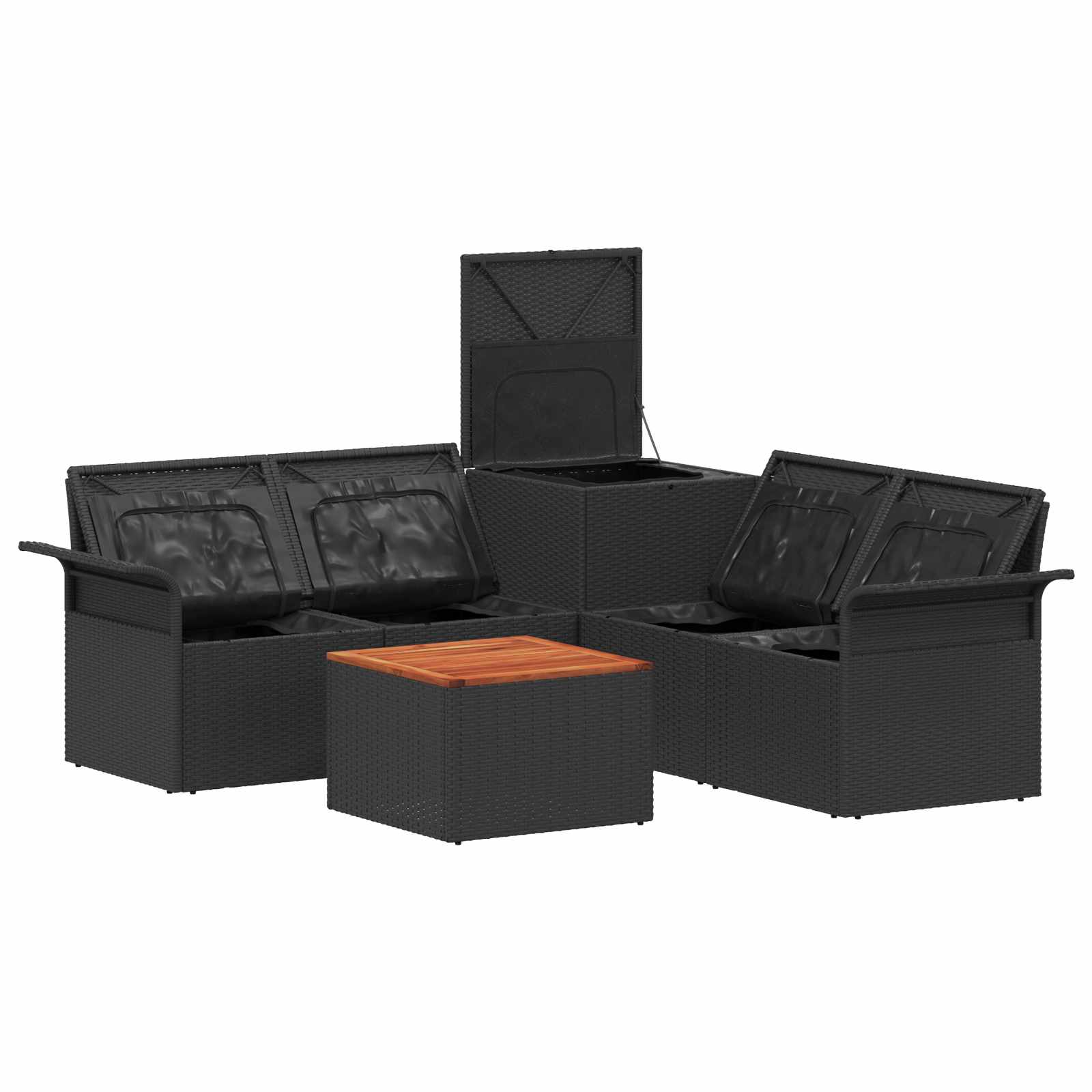 vidaXL Bankstel 6 pcs 4-Aantal zitplaatsen Zwart Poly Rattan en Staal