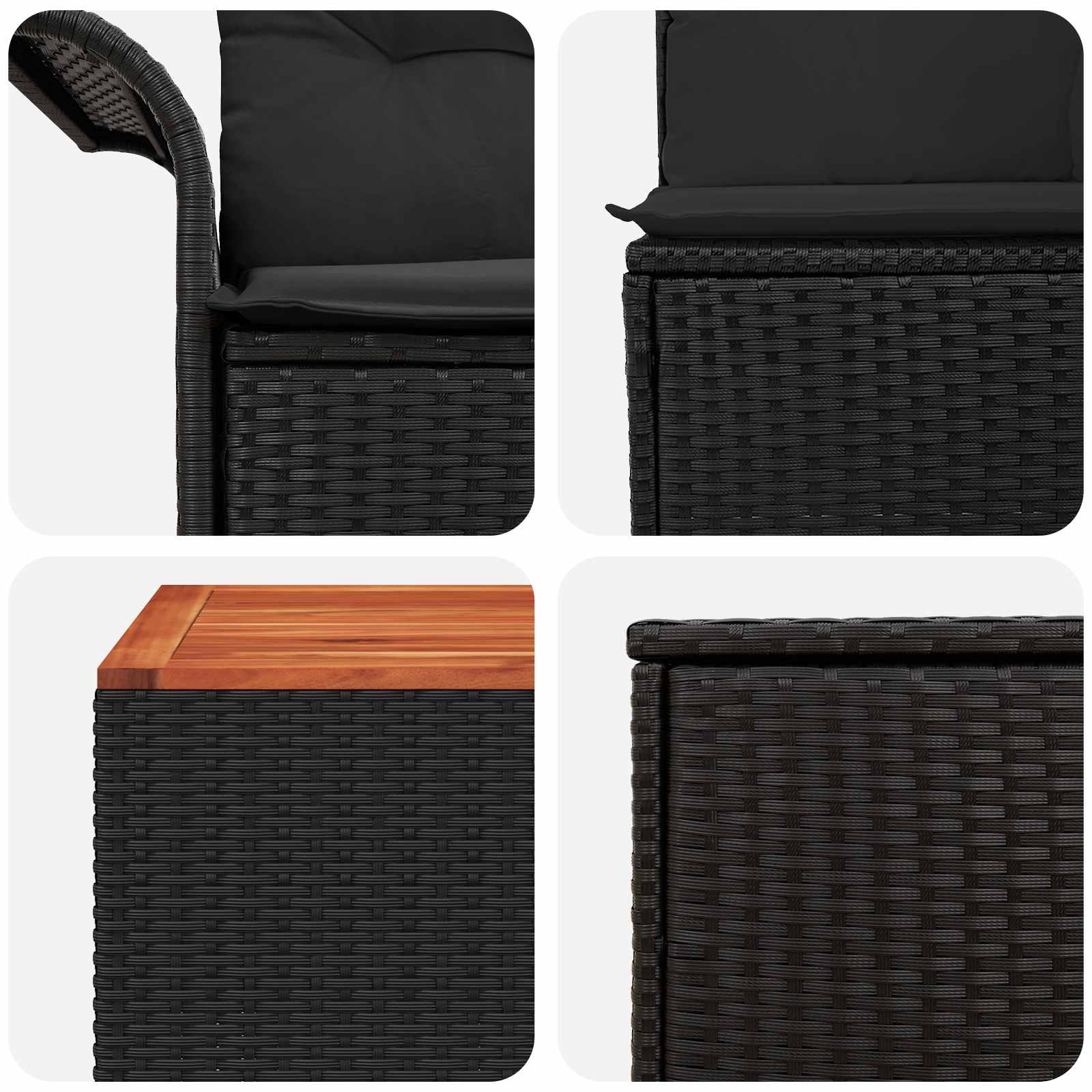 vidaXL Bankstel 6 pcs 4-Aantal zitplaatsen Zwart Poly Rattan en Staal