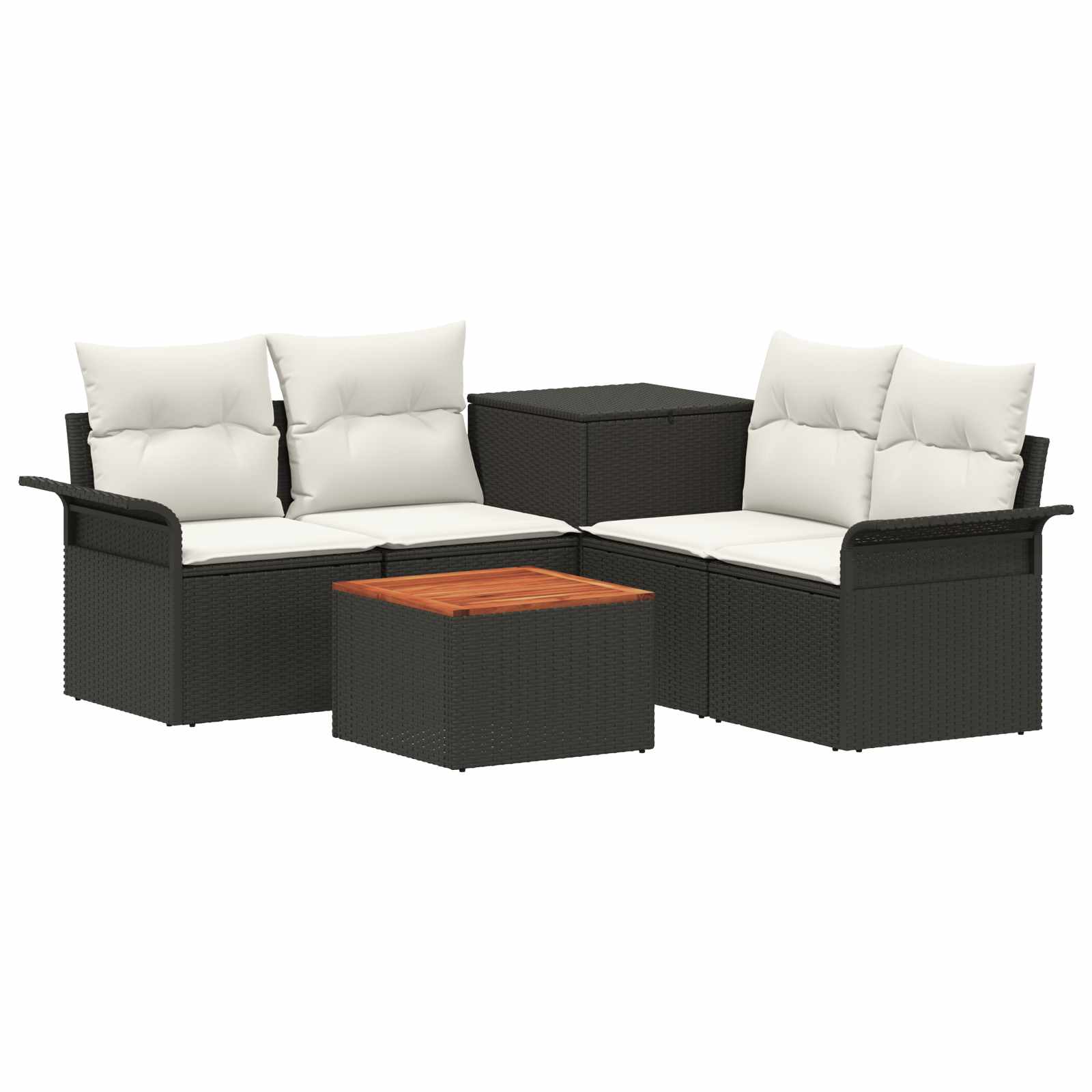 vidaXL Bankstel 6 pcs 4-Aantal zitplaatsen Zwart Poly Rattan en Staal
