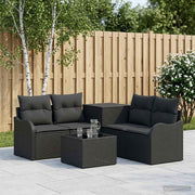 vidaXL Bankstel 6 st Zwart Poly Rattan en Staal