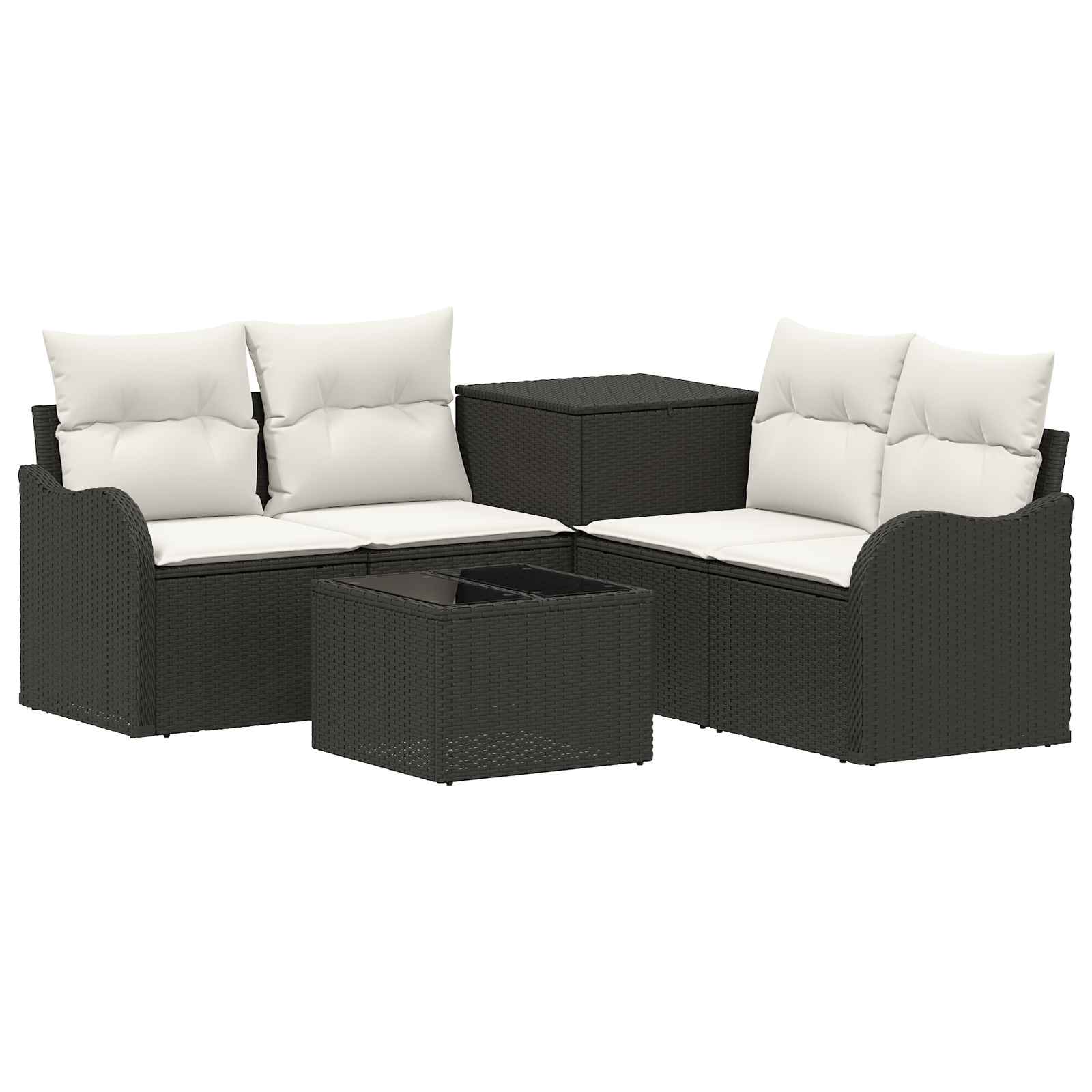 vidaXL Bankstel 6 st Zwart Poly Rattan en Staal