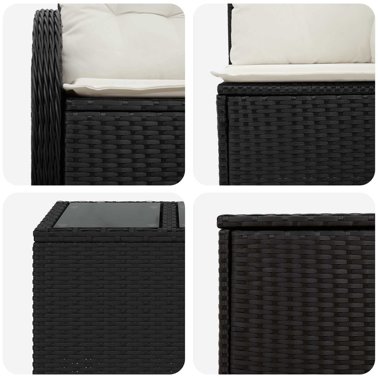 vidaXL Bankstel 6 st Zwart Poly Rattan en Staal