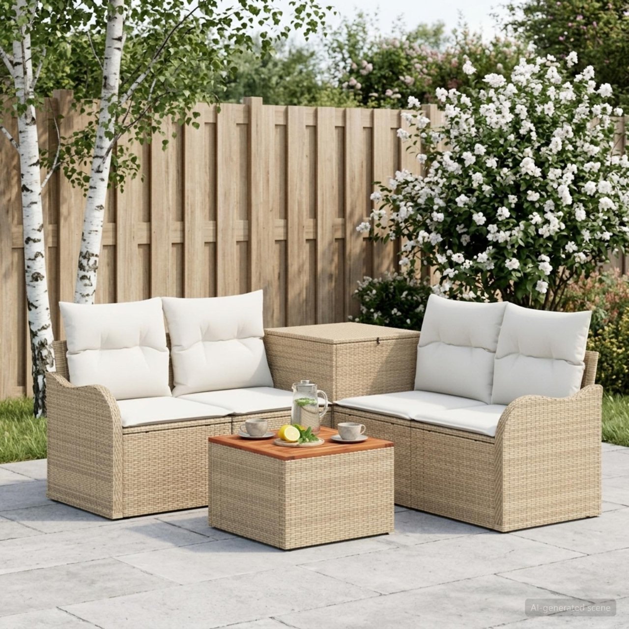 vidaXL Bankstel 6 st Zwart Poly Rattan en Staal