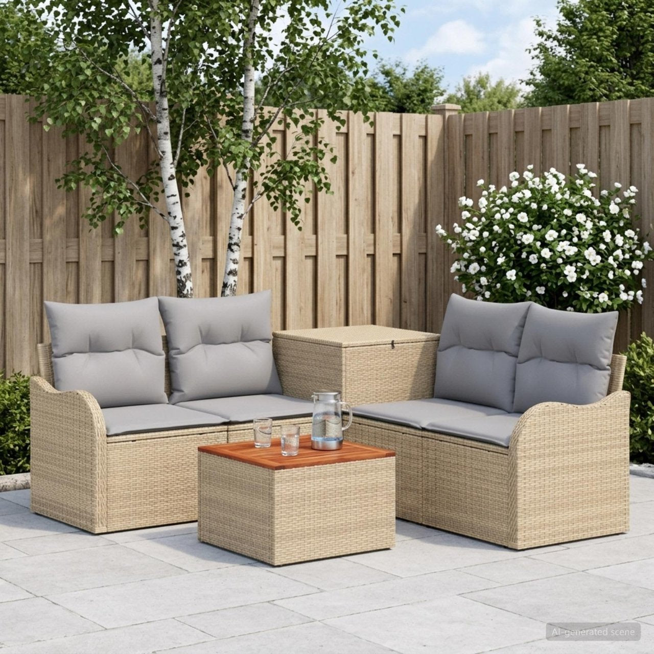 vidaXL Bankstel 6 st Zwart Poly Rattan en Staal
