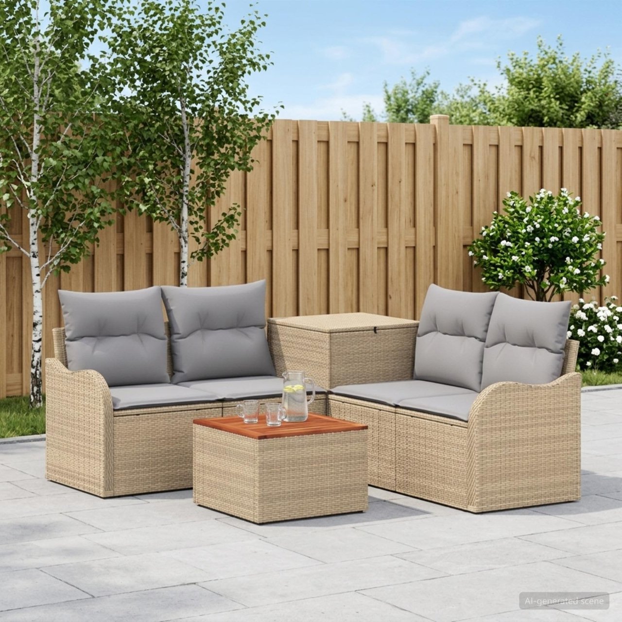 vidaXL Bankstel 6 st Zwart Poly Rattan en Staal