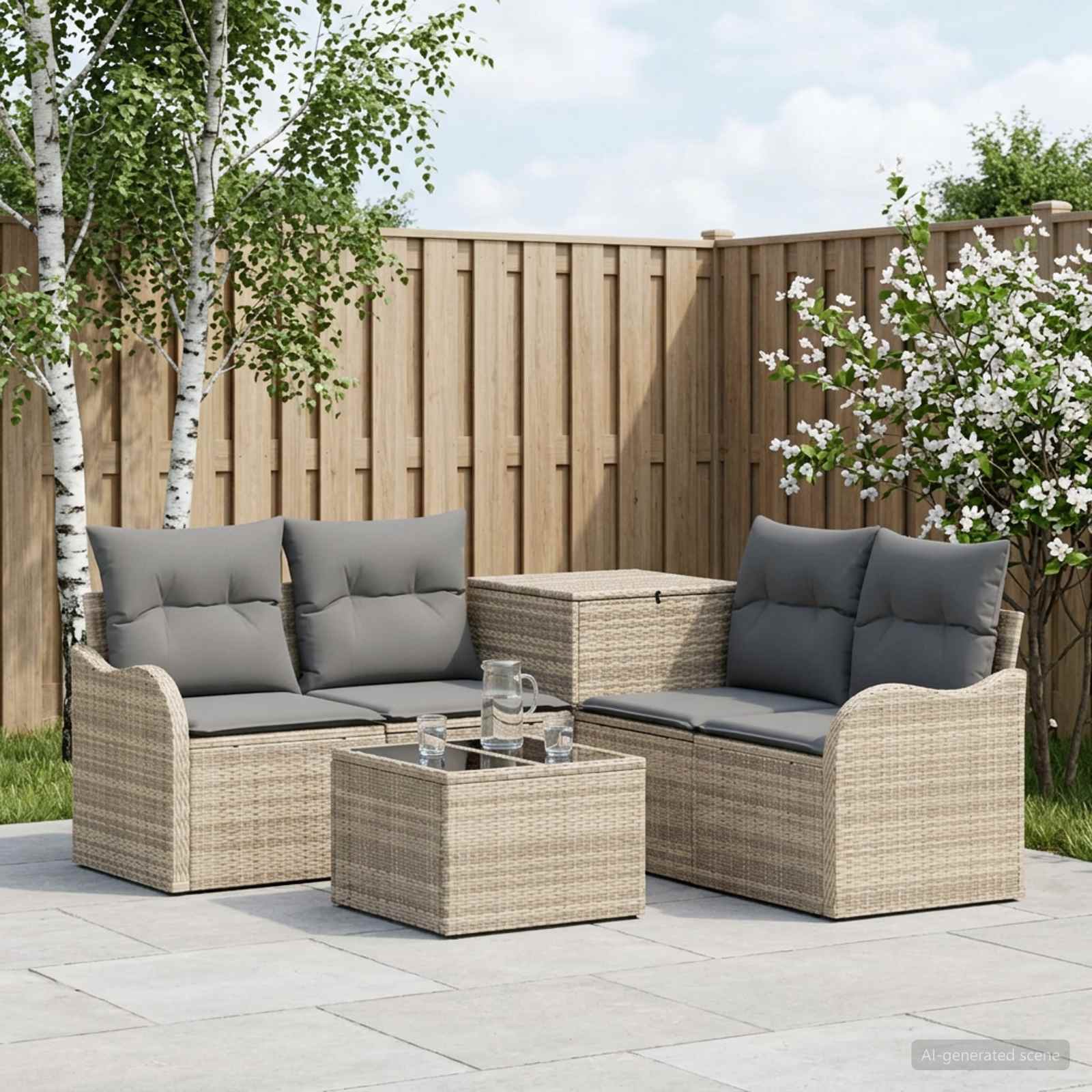 vidaXL Bankstel 6 st Zwart Poly Rattan en Staal
