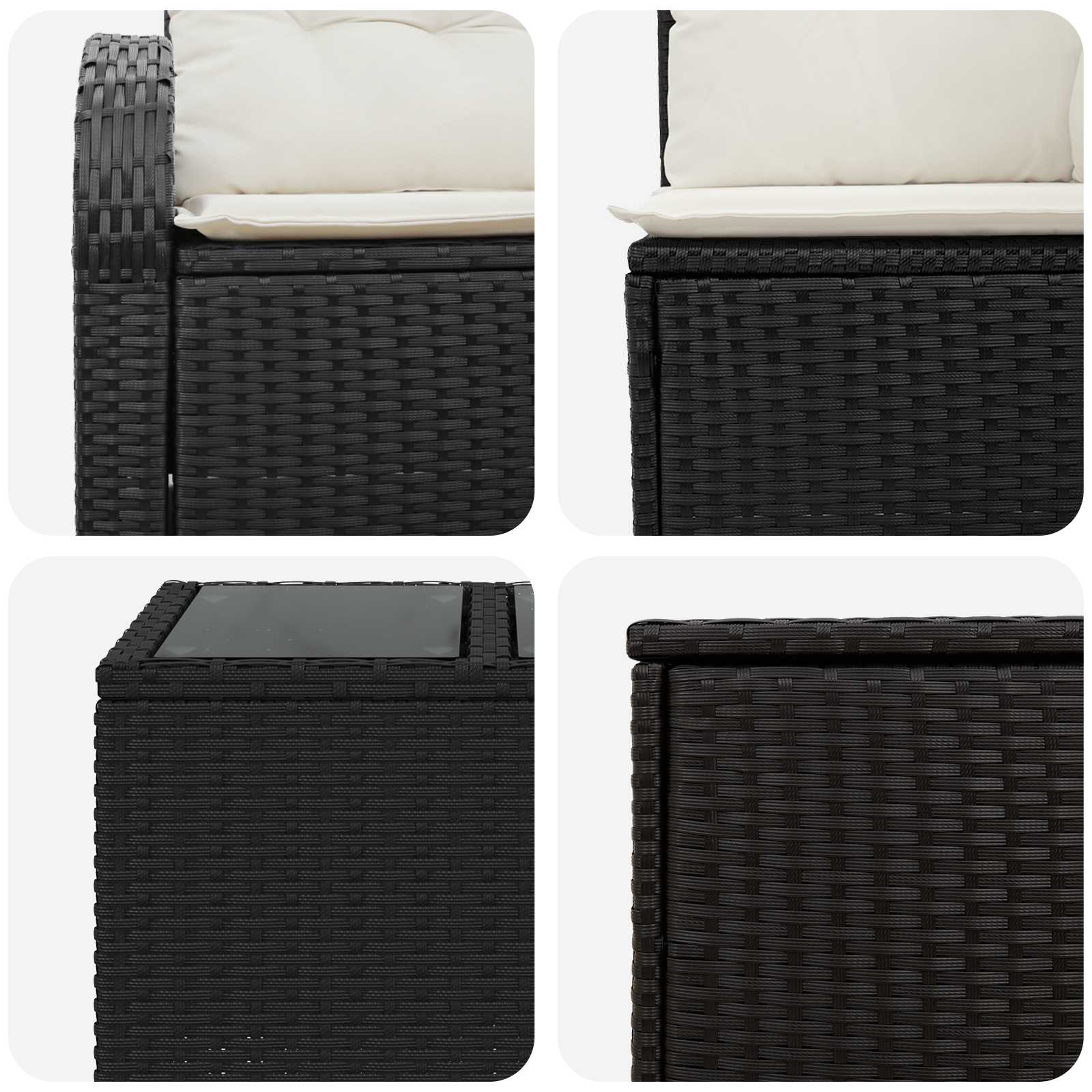 vidaXL Bankstel 6 st Zwart Poly Rattan en Staal