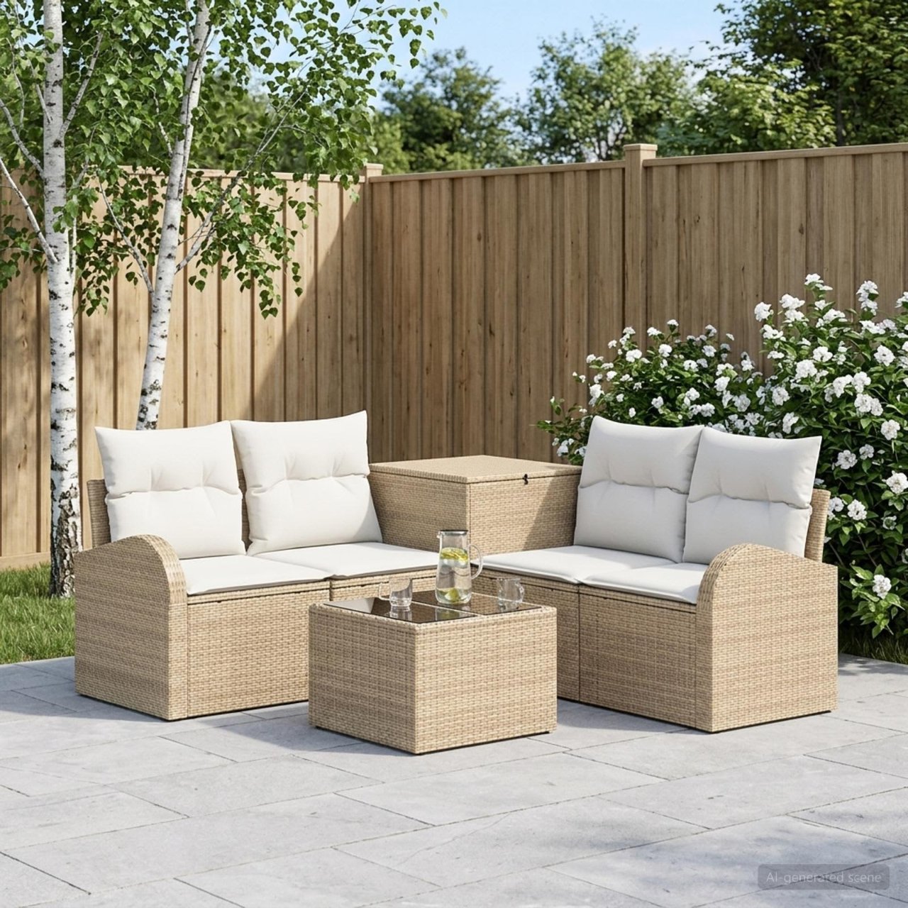 vidaXL Bankstel 6 st Zwart Poly Rattan en Staal