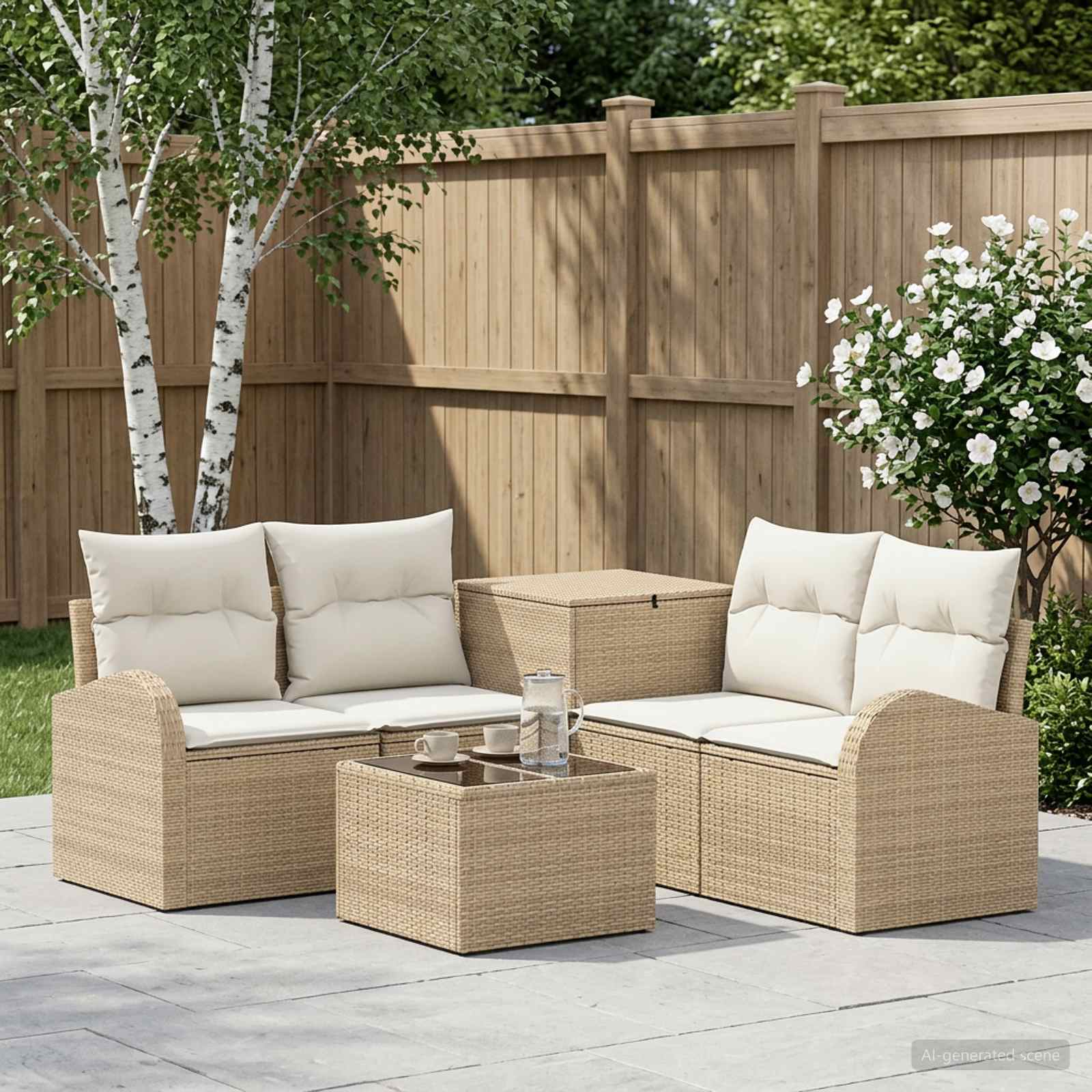 vidaXL Bankstel 6 st Zwart Poly Rattan en Staal