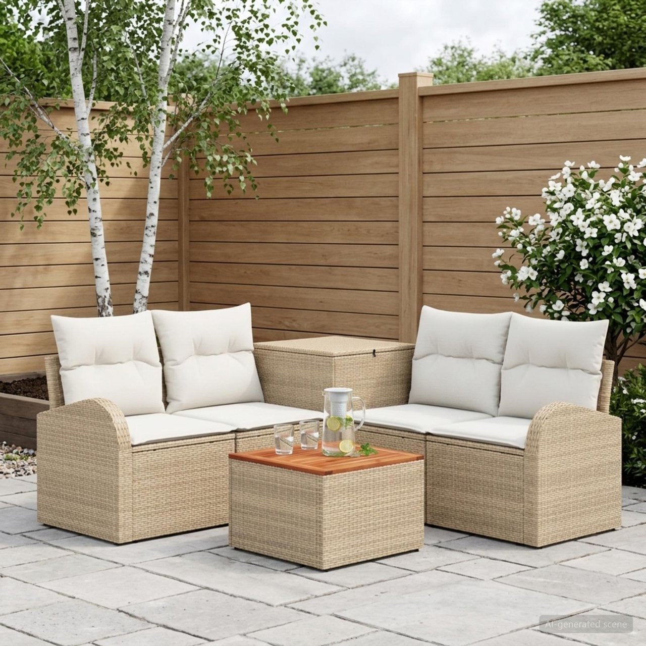 vidaXL Bankstel 6 st Zwart Poly Rattan en Staal