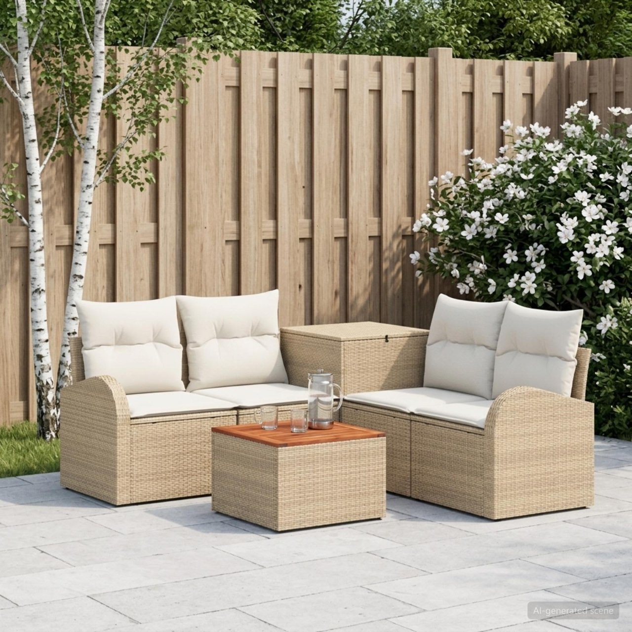 vidaXL Bankstel 6 st Zwart Poly Rattan en Staal