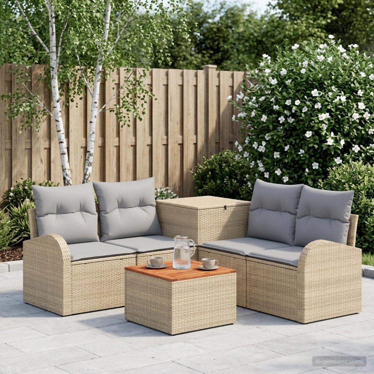 vidaXL Bankstel 6 st Zwart Poly Rattan en Staal
