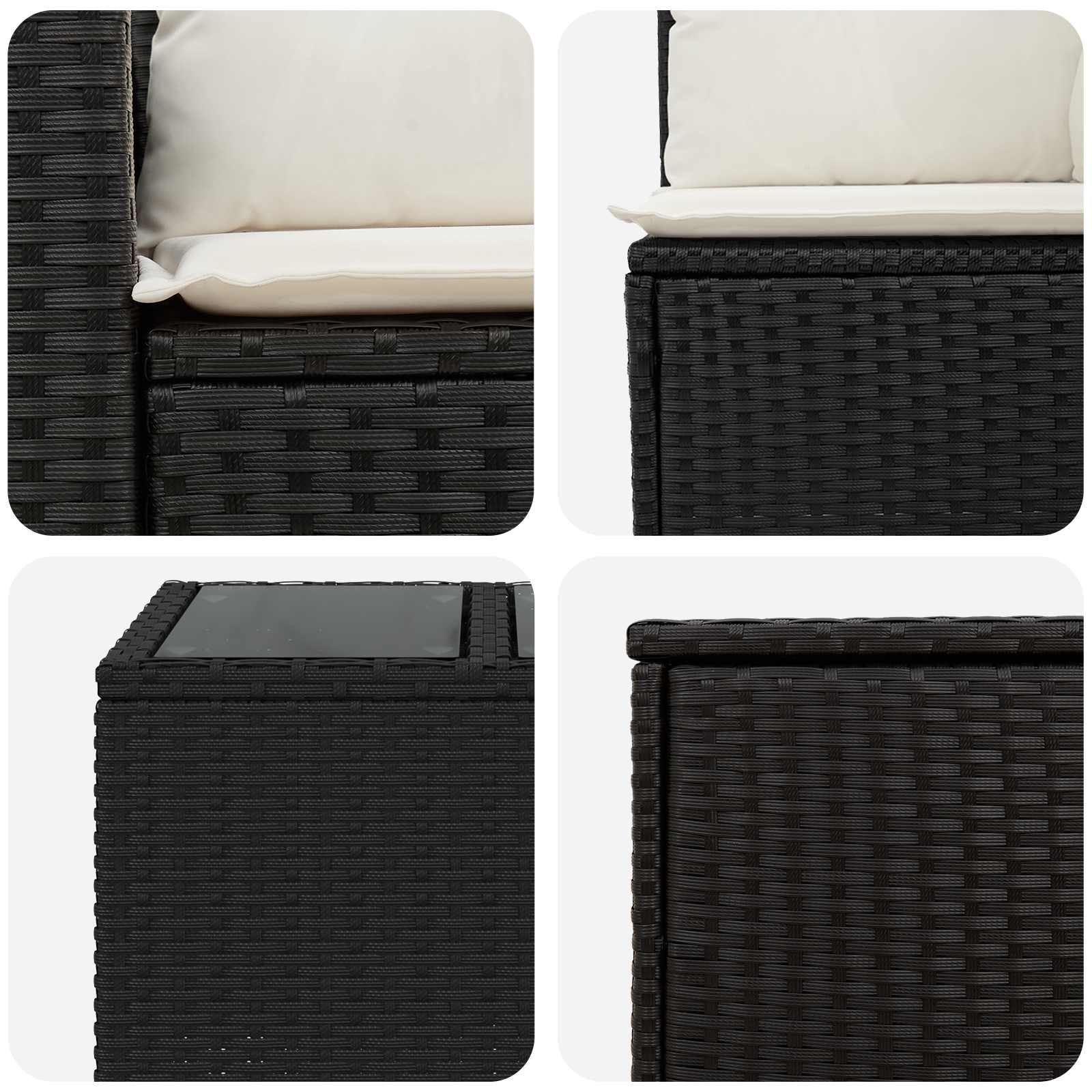 vidaXL Bankstel 6 st Zwart Poly Rattan en Staal