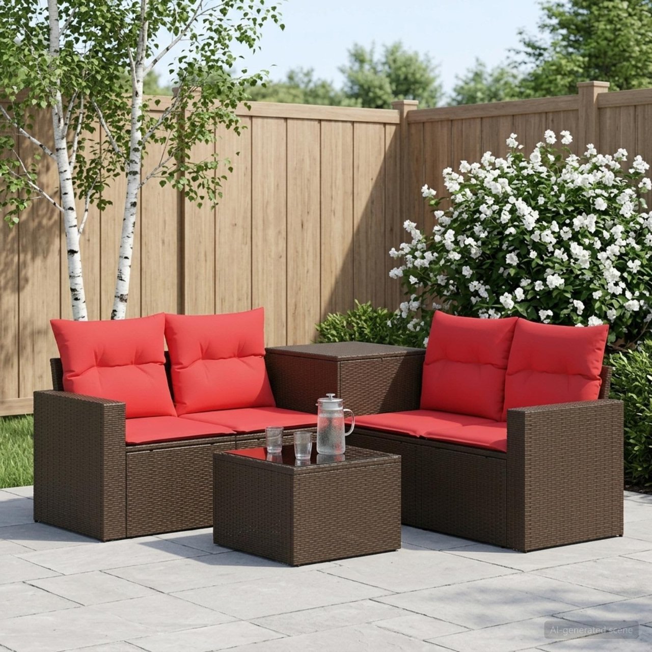 vidaXL Bankstel 6 st Zwart Poly Rattan en Staal