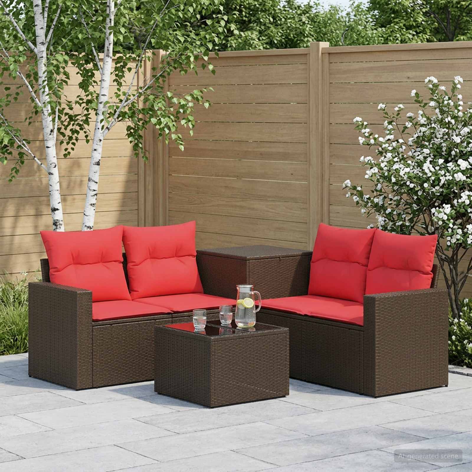 vidaXL Bankstel 6 st Zwart Poly Rattan en Staal
