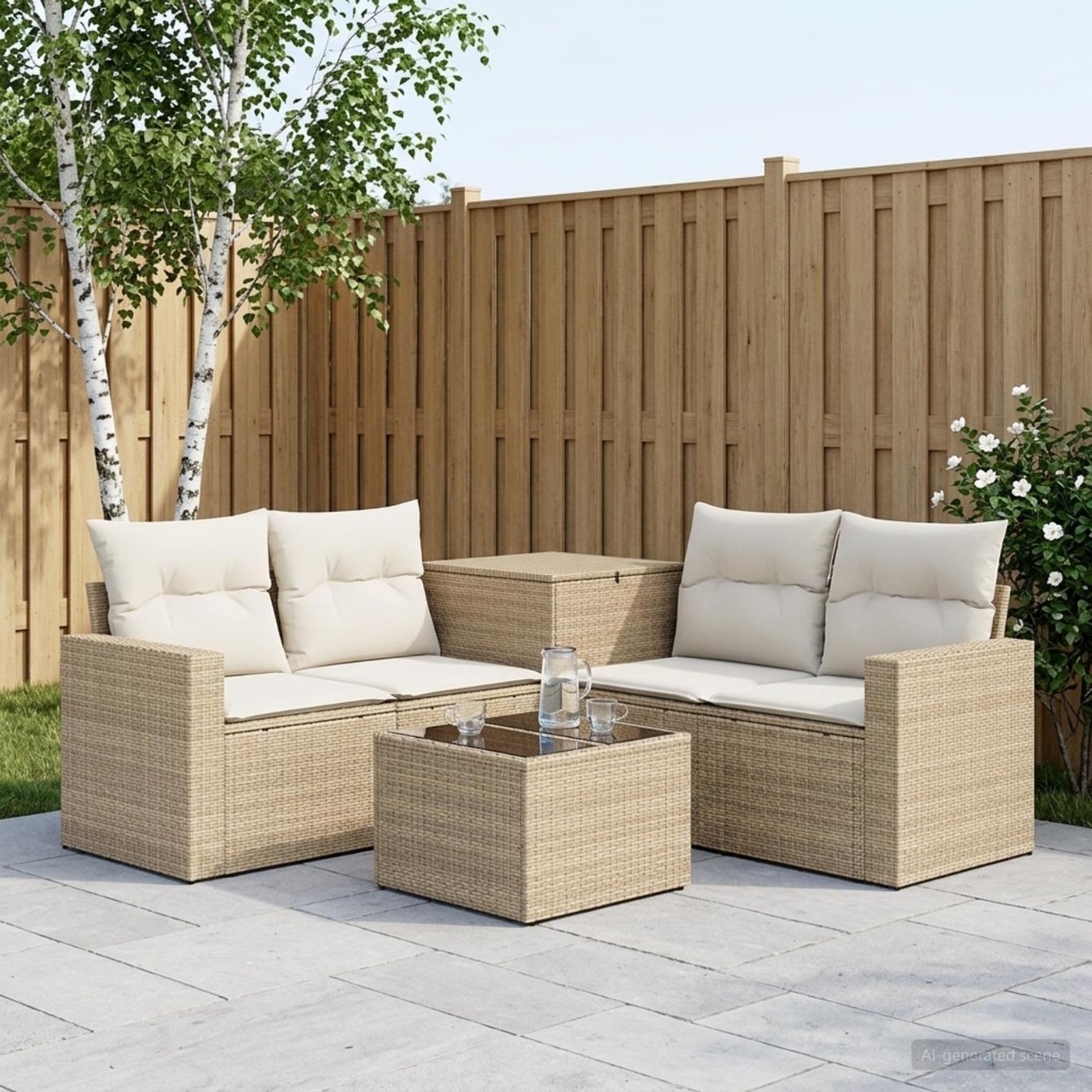 vidaXL Bankstel 6 st Zwart Poly Rattan en Staal