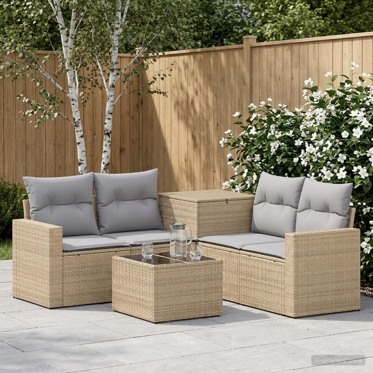 vidaXL Bankstel 6 st Zwart Poly Rattan en Staal