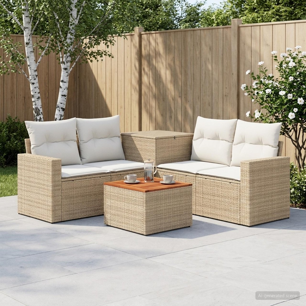 vidaXL Bankstel 6 st Zwart Poly Rattan en Staal