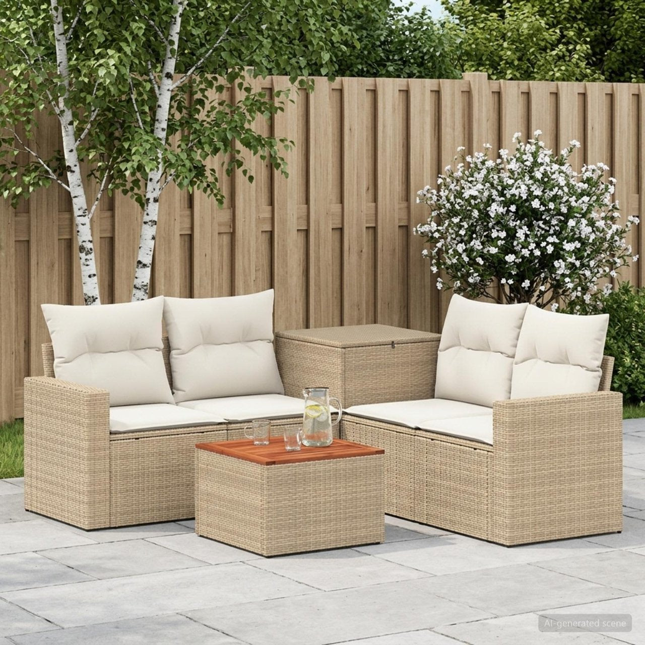 vidaXL Bankstel 6 st Zwart Poly Rattan en Staal