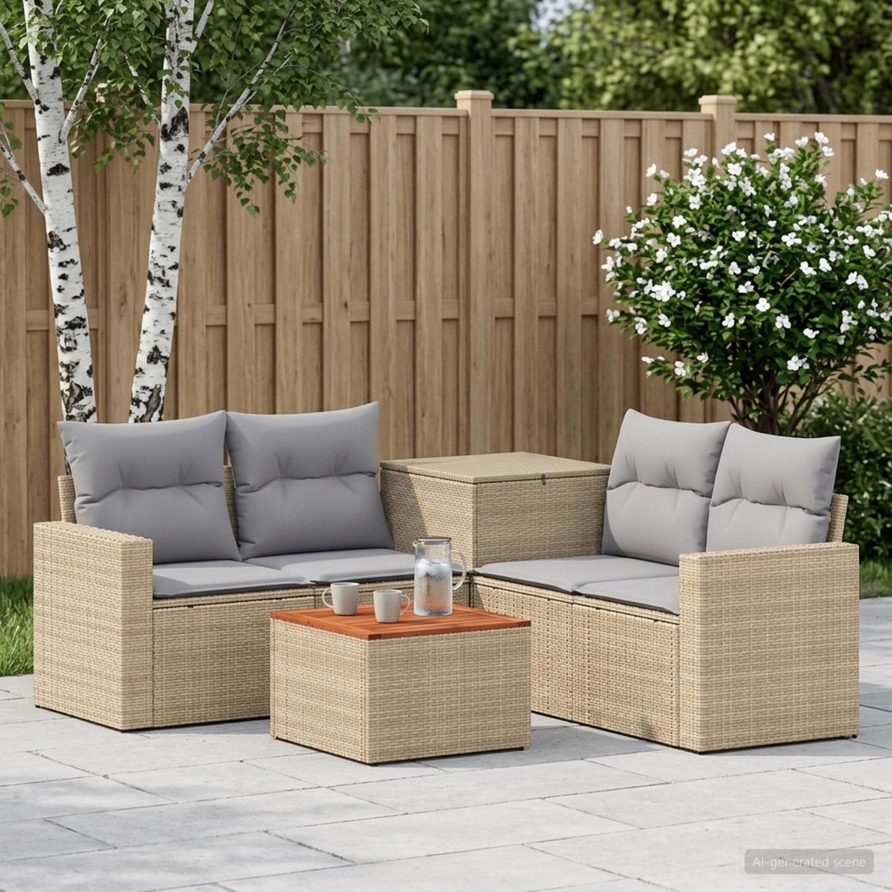 vidaXL Bankstel 6 st Zwart Poly Rattan en Staal
