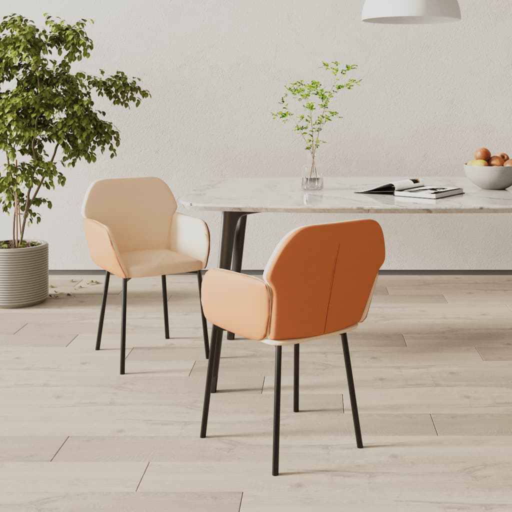 vidaXL Eetkamerstoelen 2 st stof en kunstleer zwart