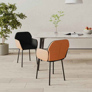 vidaXL Eetkamerstoelen 2 st stof en kunstleer zwart