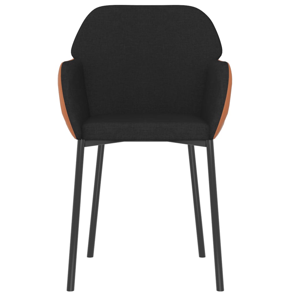 vidaXL Eetkamerstoelen 2 st stof en kunstleer zwart