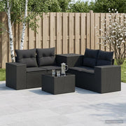 vidaXL Bankstel 6 st Zwart Poly Rattan en Staal