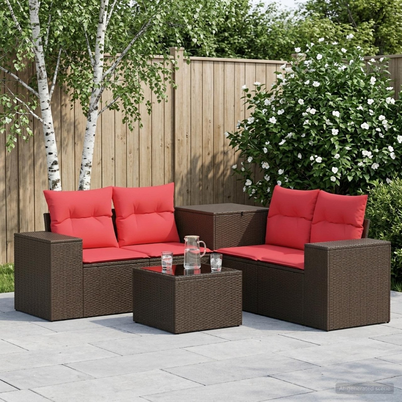 vidaXL Bankstel 6 st Zwart Poly Rattan en Staal