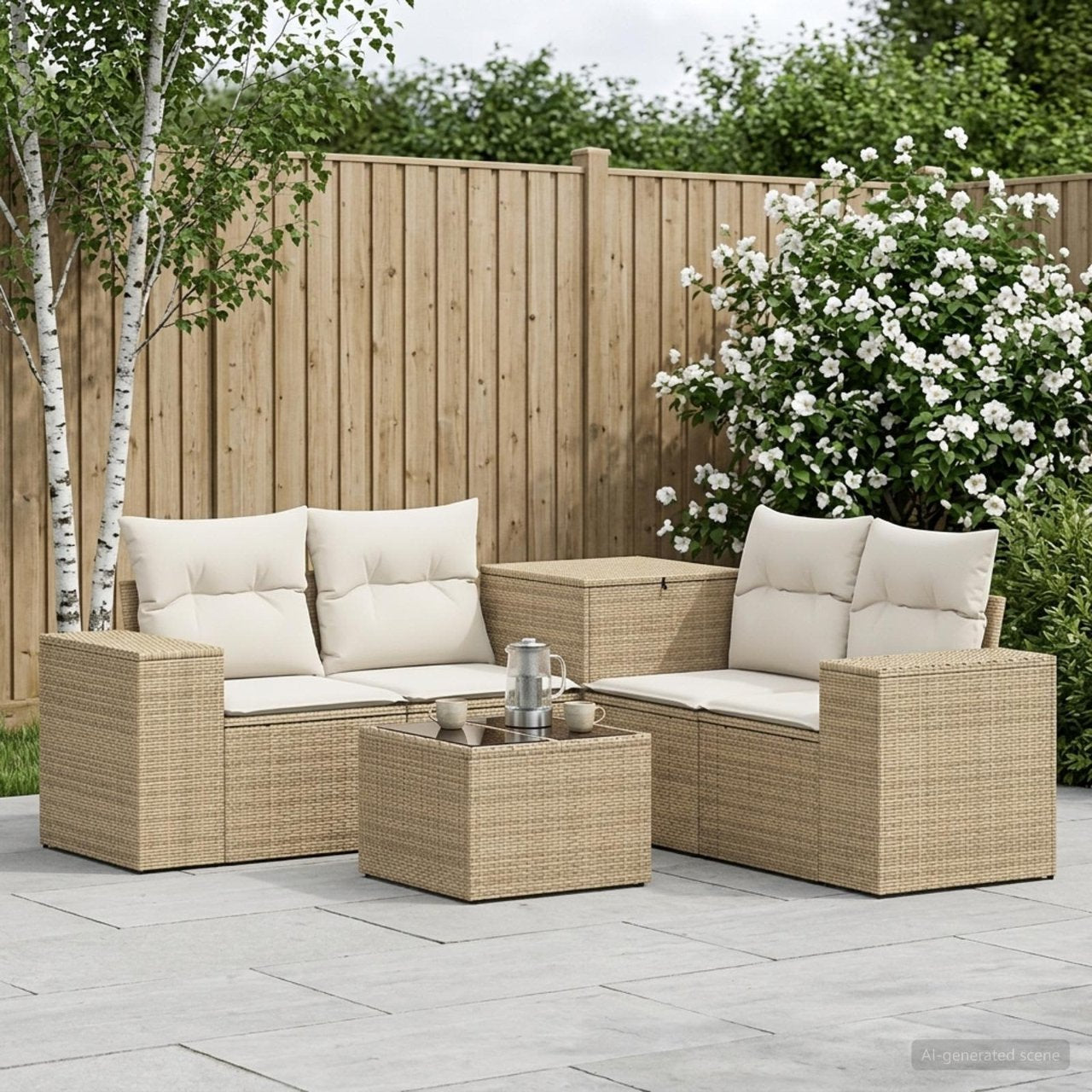 vidaXL Bankstel 6 st Zwart Poly Rattan en Staal