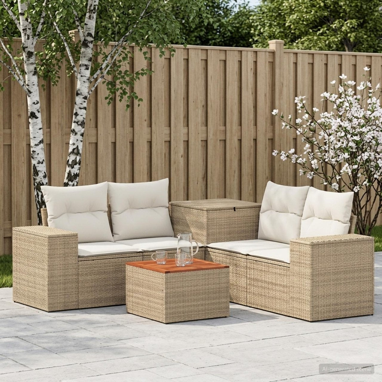 vidaXL Bankstel 6 st Zwart Poly Rattan en Staal