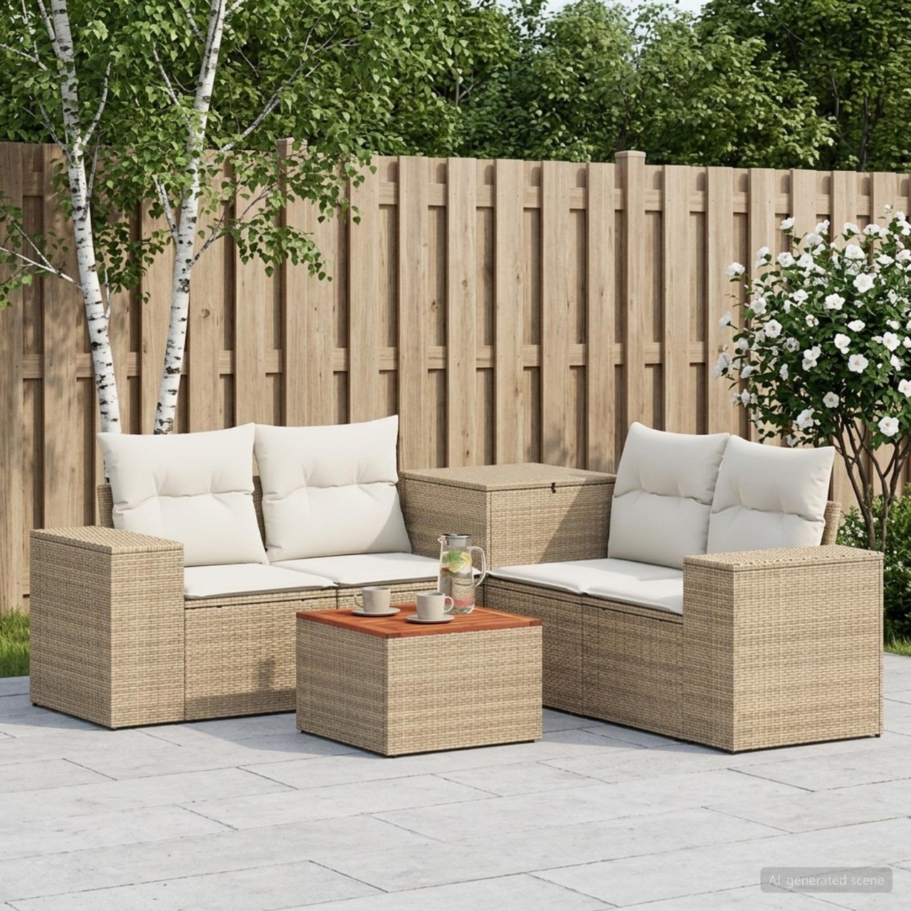 vidaXL Bankstel 6 st Zwart Poly Rattan en Staal