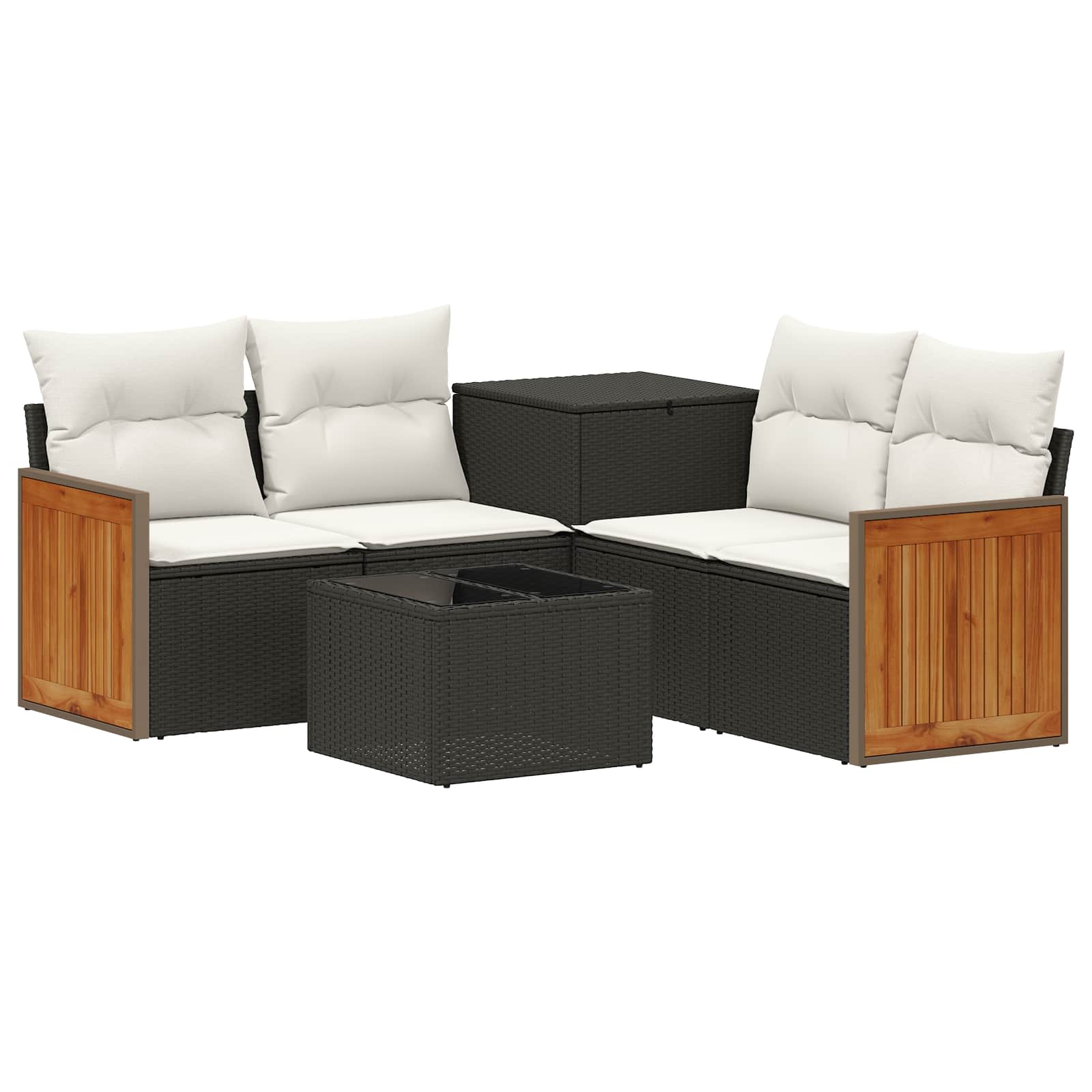 vidaXL Bankstel 6 st Zwart Poly Rattan en Staal