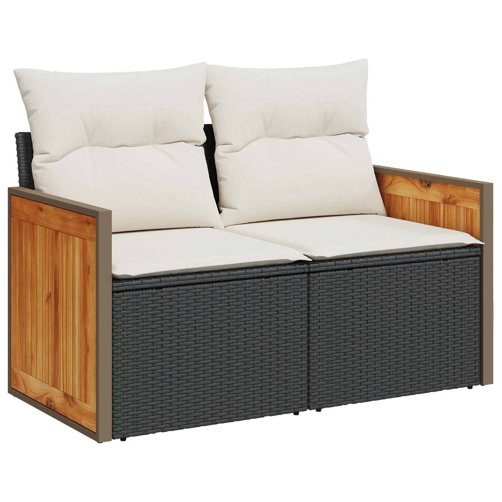 vidaXL Bankstel 6 st Zwart Poly Rattan en Staal