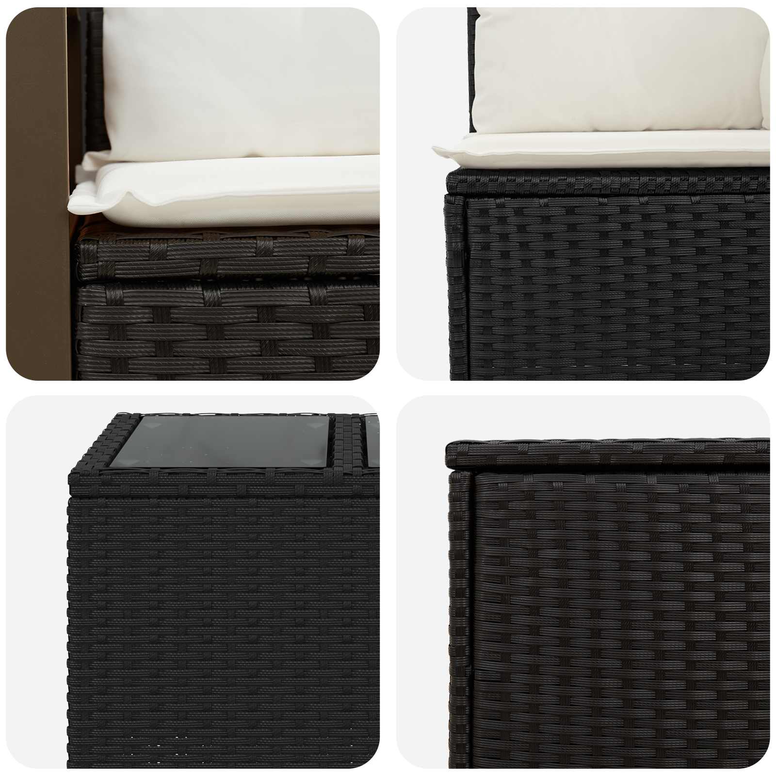 vidaXL Bankstel 6 st Zwart Poly Rattan en Staal