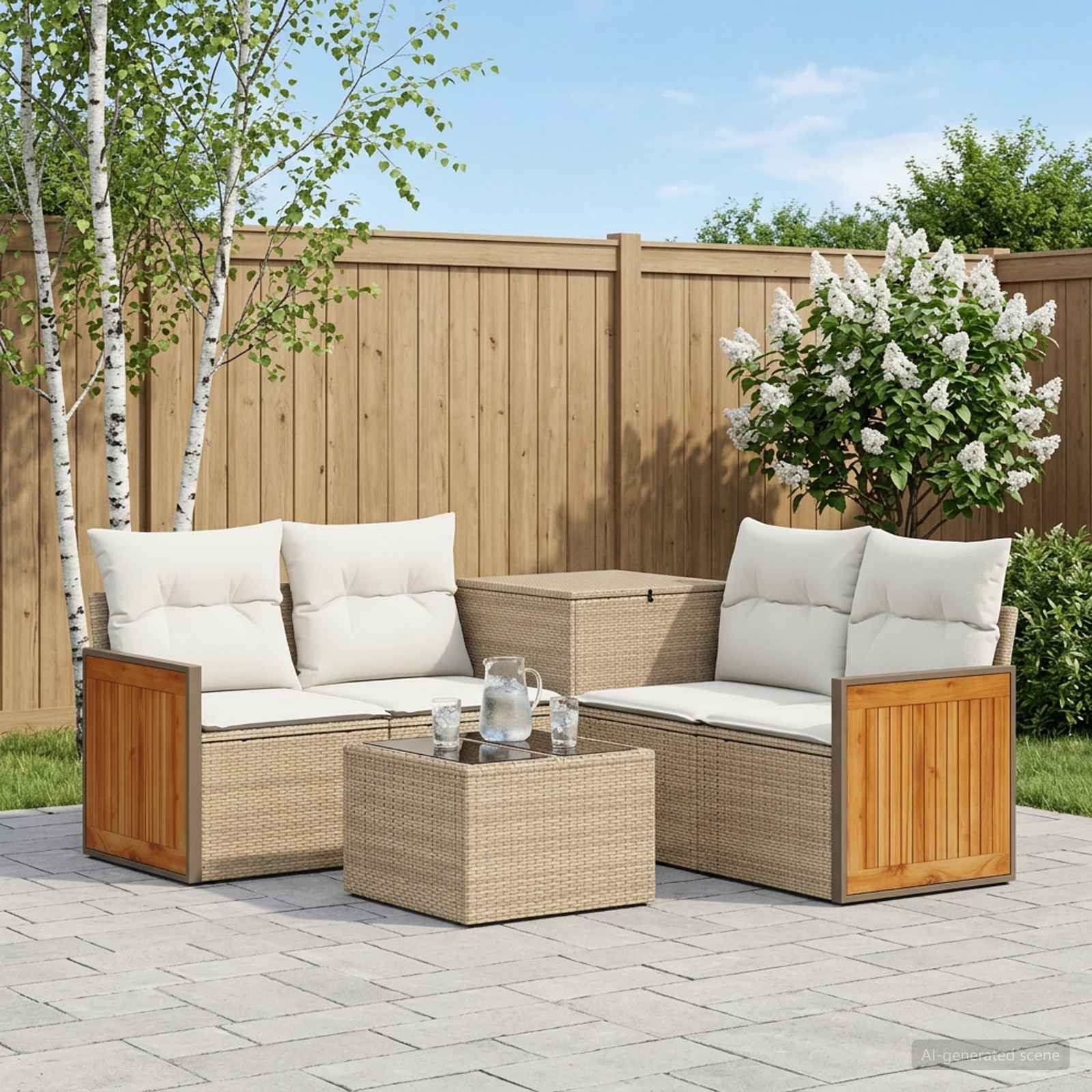 vidaXL Bankstel 6 st Zwart Poly Rattan en Staal