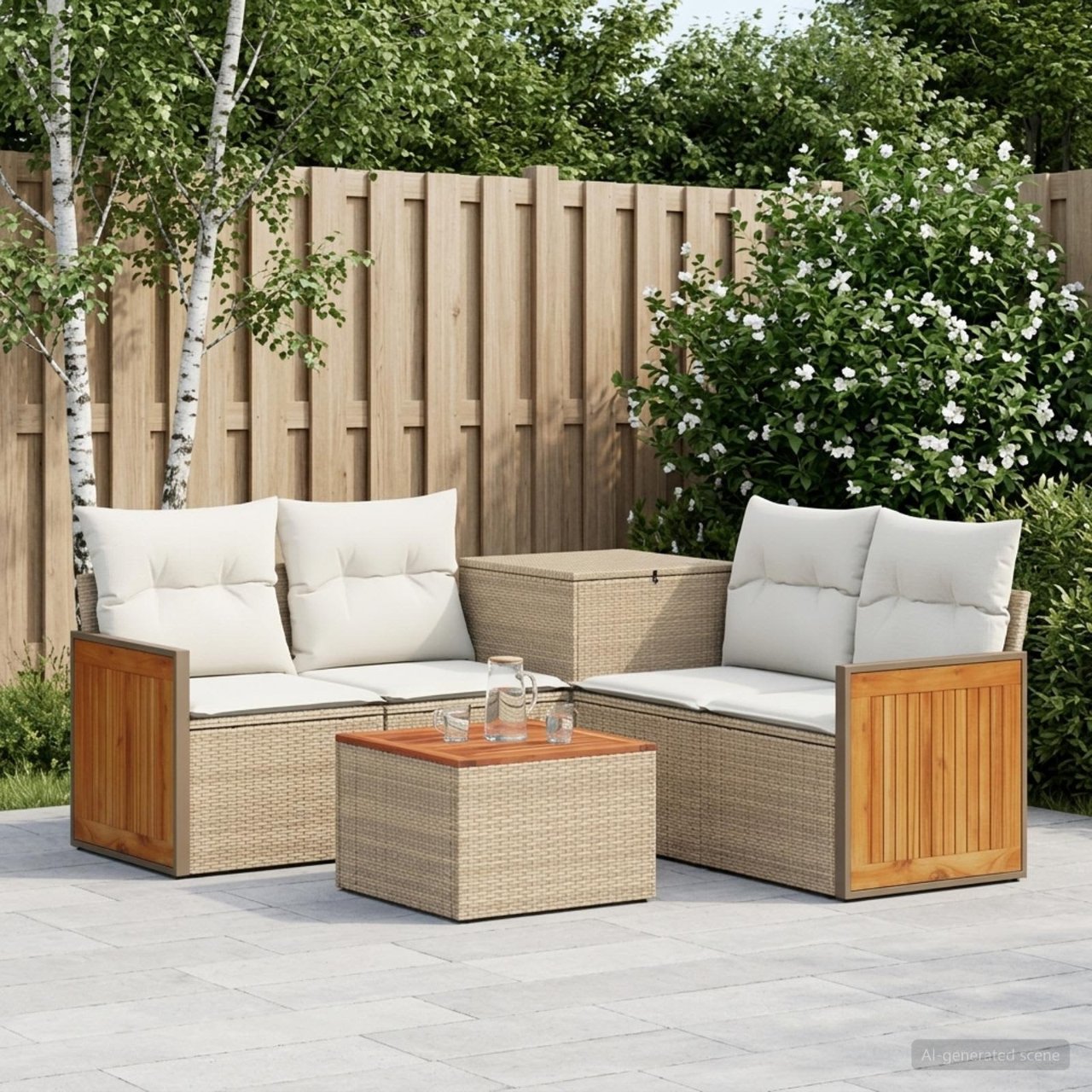 vidaXL Bankstel 6 st Zwart Poly Rattan en Staal