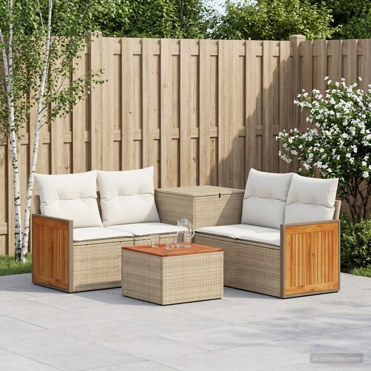 vidaXL Bankstel 6 st Zwart Poly Rattan en Staal