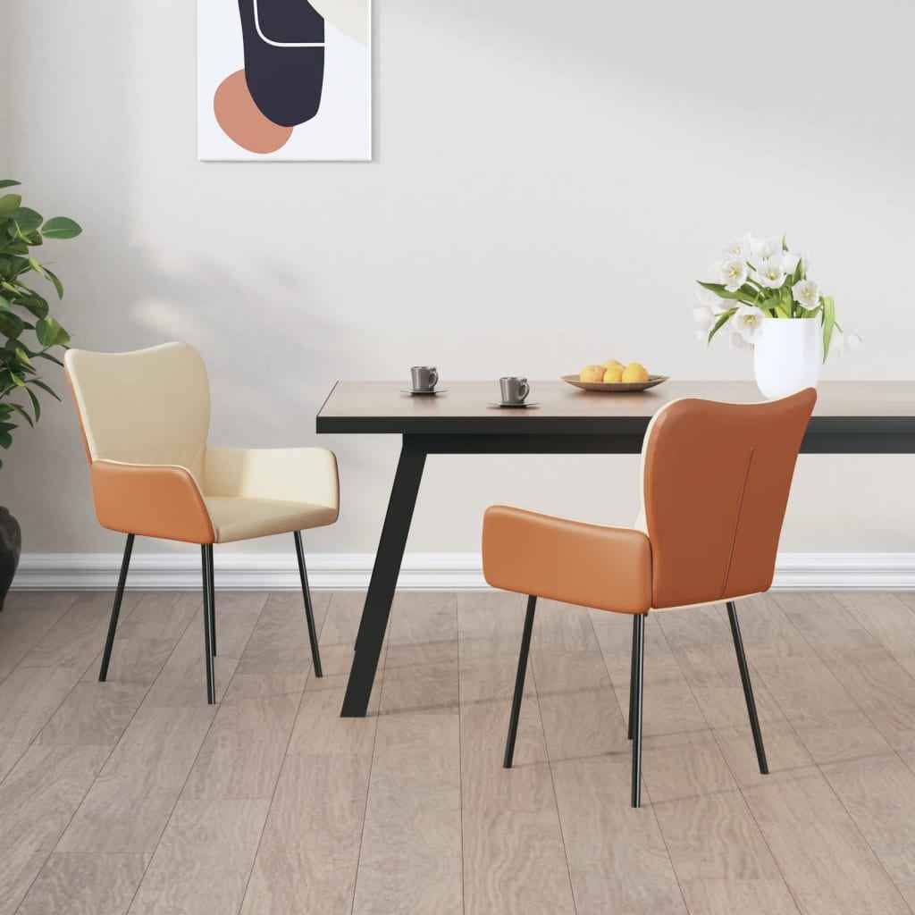 vidaXL Eetkamerstoelen 2 st stof en kunstleer lichtgrijs