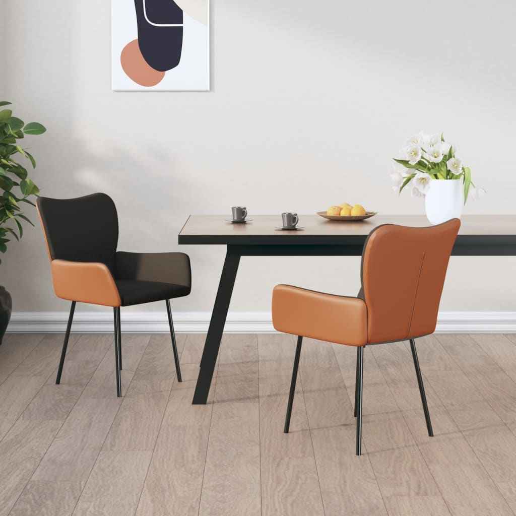 vidaXL Eetkamerstoelen 2 st stof en kunstleer lichtgrijs
