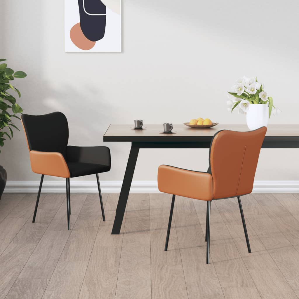 vidaXL Eetkamerstoelen 2 st stof en kunstleer lichtgrijs