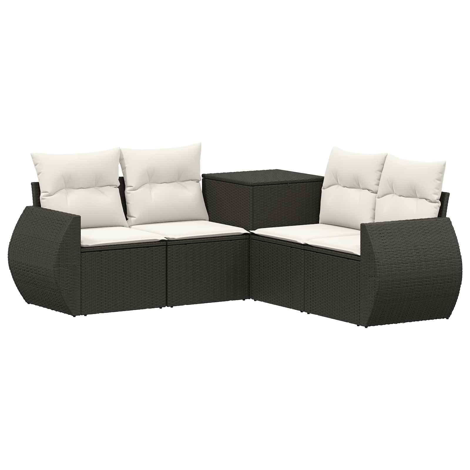vidaXL Bankstel 5 st Zwart Poly Rattan en Staal