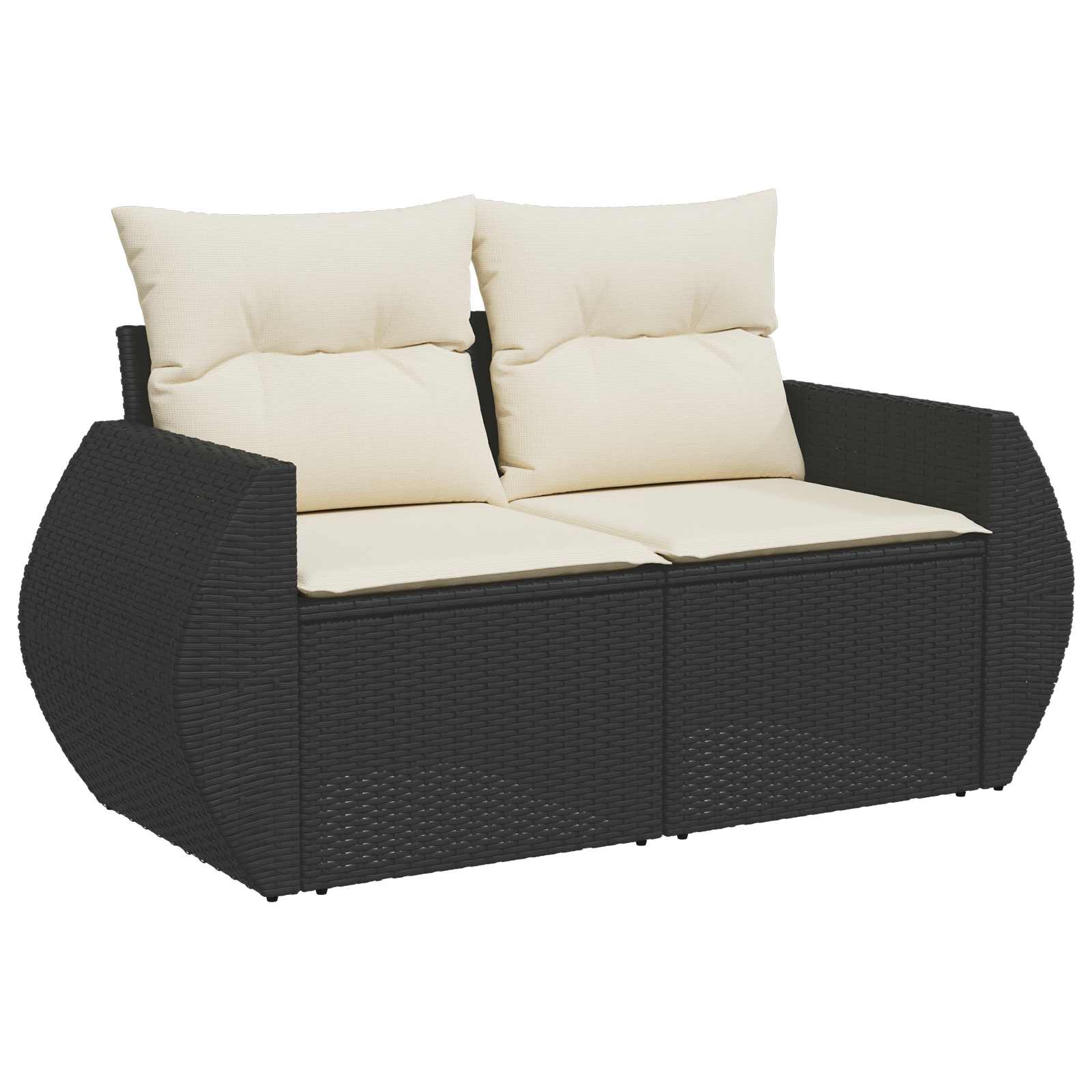 vidaXL Bankstel 5 st Zwart Poly Rattan en Staal