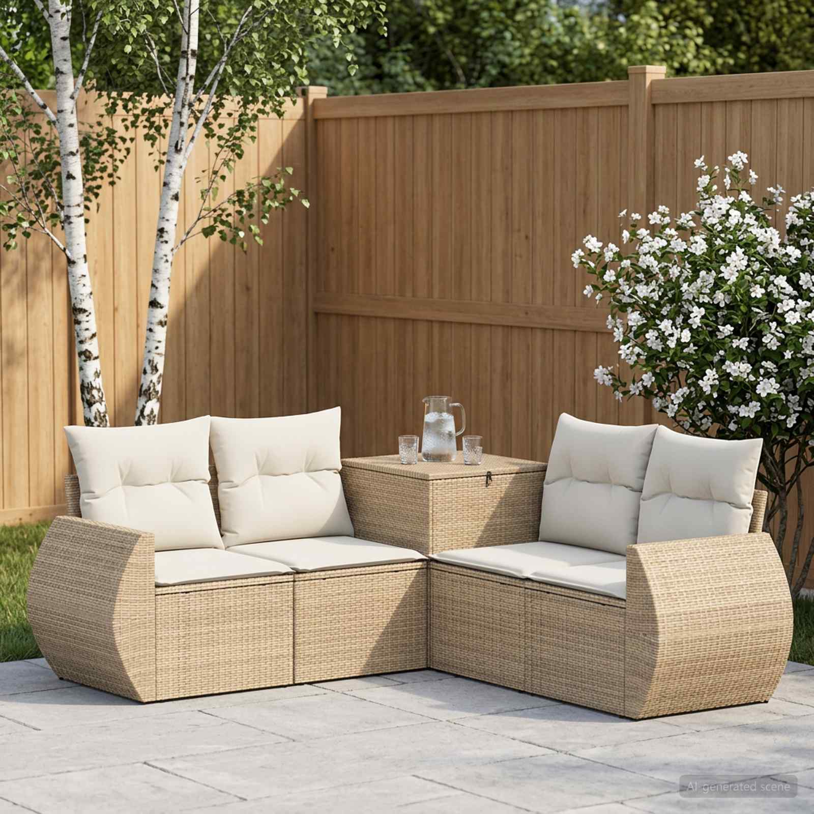 vidaXL Bankstel 5 st Zwart Poly Rattan en Staal