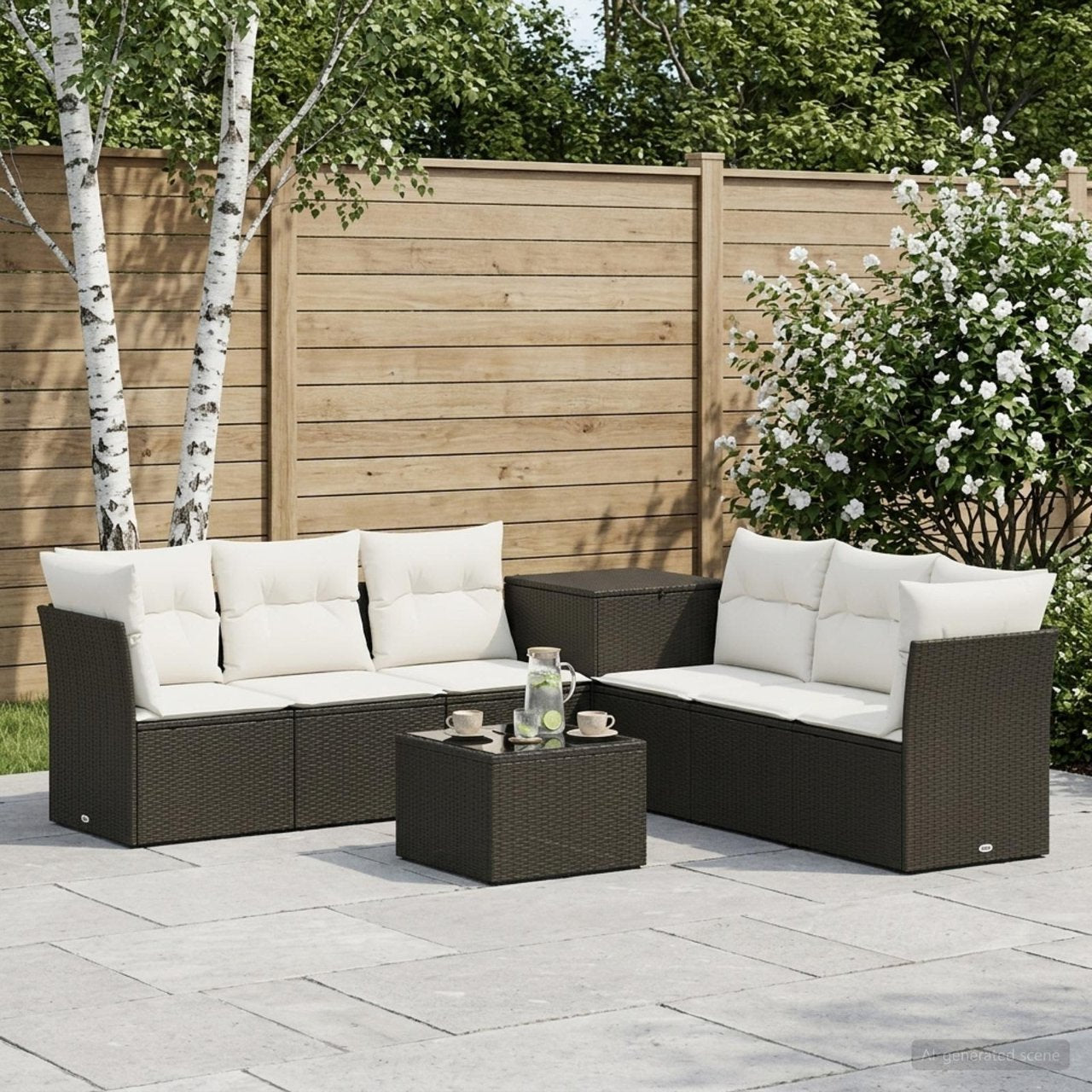 vidaXL Bankstel 8 st Zwart Poly Rattan en Staal